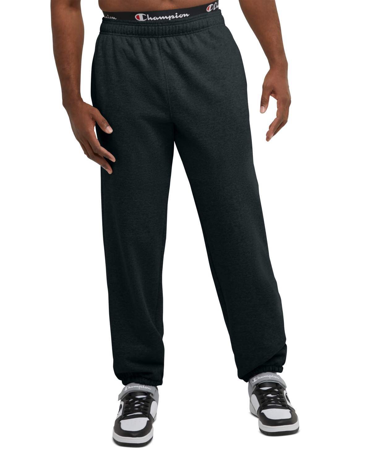 Shop Champion Men's Big & Tall Powerblend Relaxed Fleece Sweatpants In Black