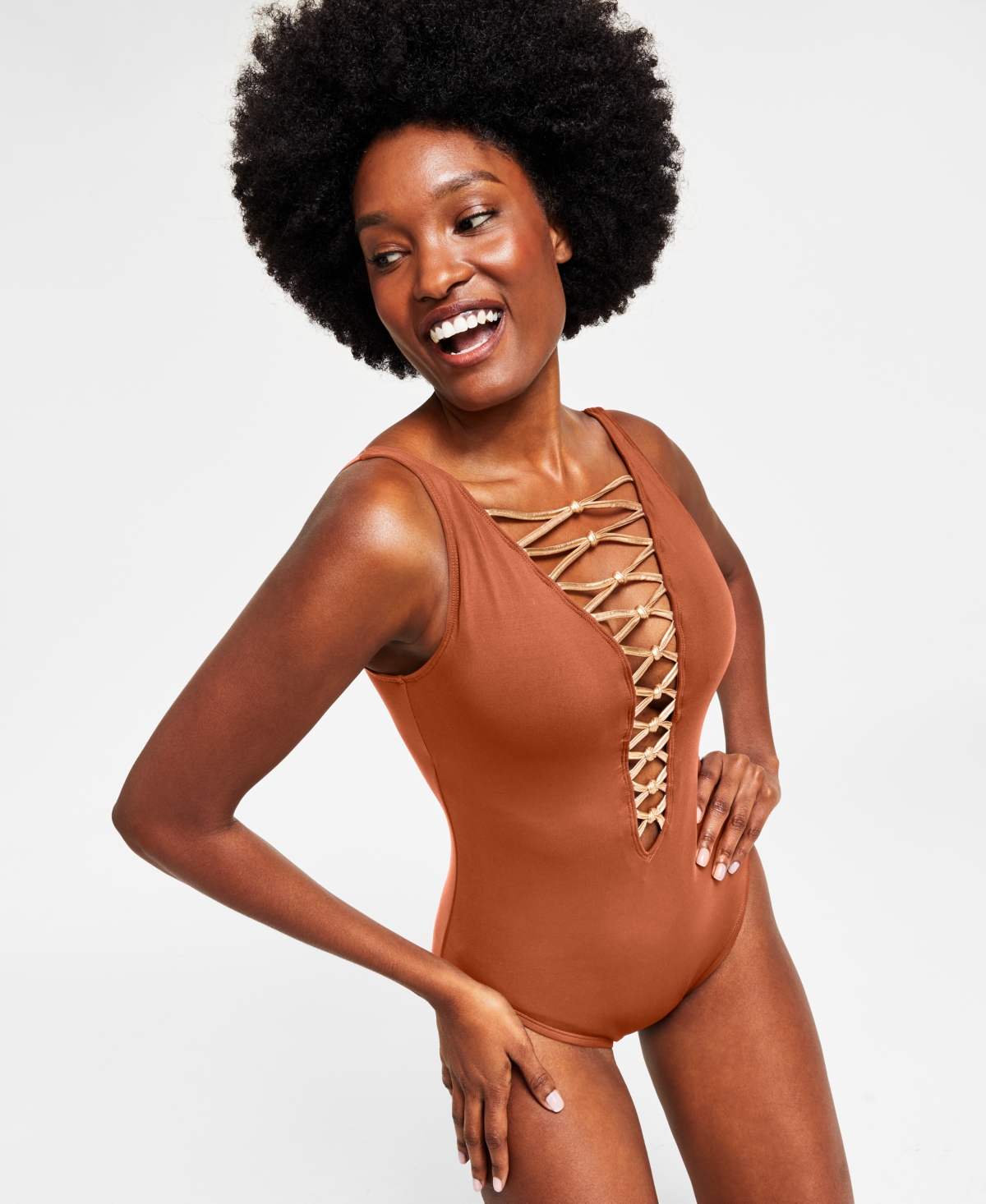 Bleu by Rod Beattie Women's Core-Lace-Down Mio One-Piece Swimsuit Women's Swimsuit
