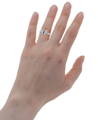 3 шт. Комплект из белого сапфира, выращенного в лаборатории (2-1,5 карата по весу) и синего сапфира, выращенного в лаборатории (1/4 карата по весу), колье с бабочкой, серьги-гвоздики и кольцо из чистого серебра