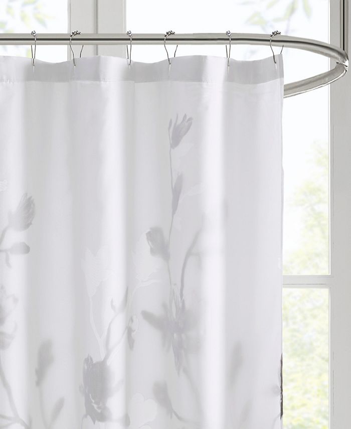 Madison Park Magnolia Floral Printed Burnout Shower Curtain, 72" x 72