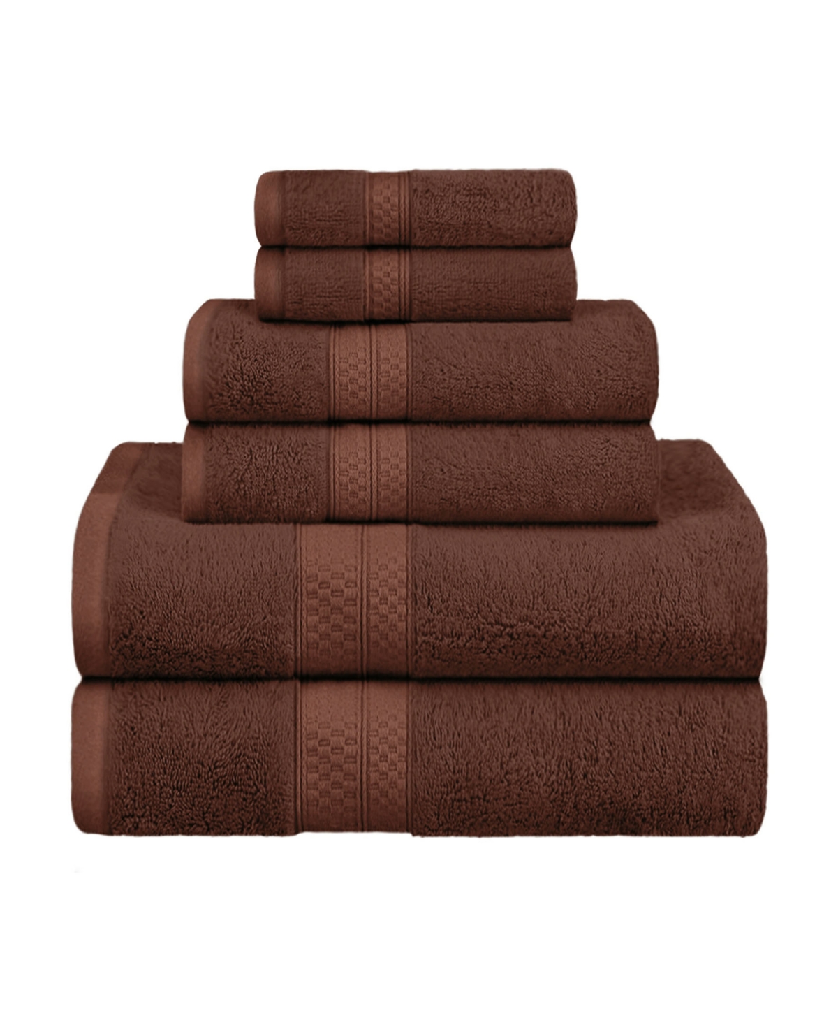 Superior Rayon From Bamboo Blend Ultra Soft Quick Drying Solid 6 Piece Assorted Towel Set Bedding In Cocoa