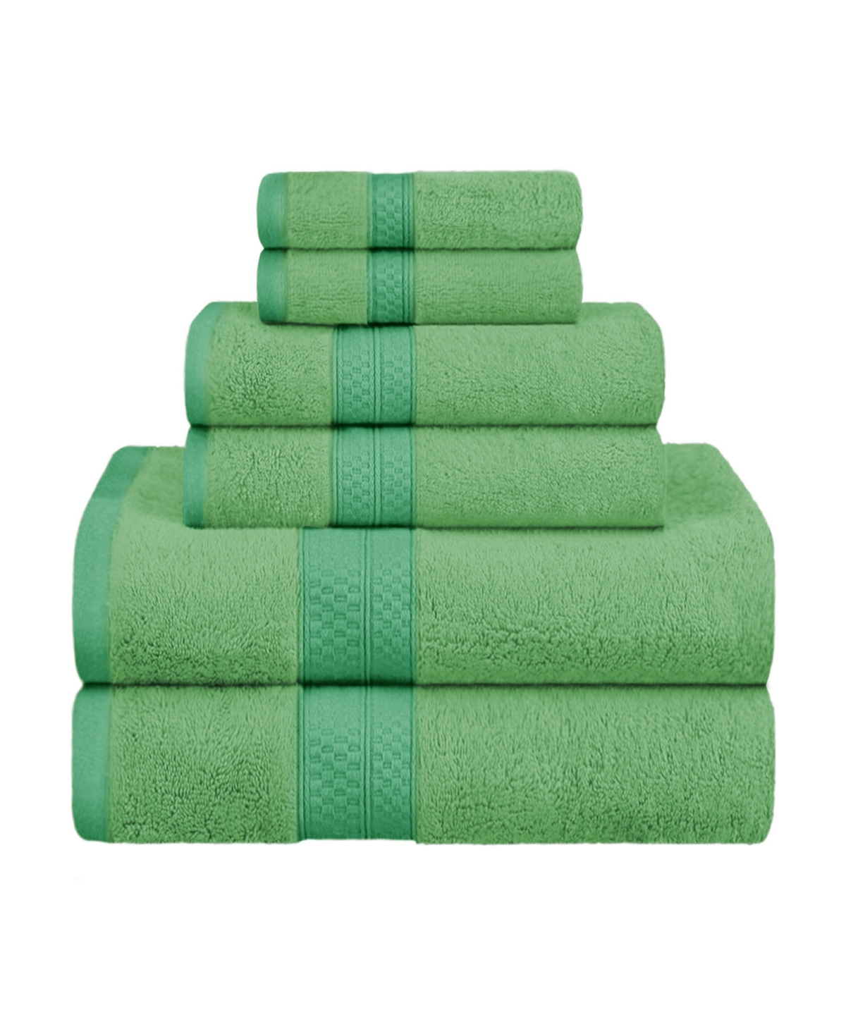Superior Rayon From Bamboo Blend Ultra Soft Quick Drying Solid 6 Piece Assorted Towel Set Bedding In Spring Green