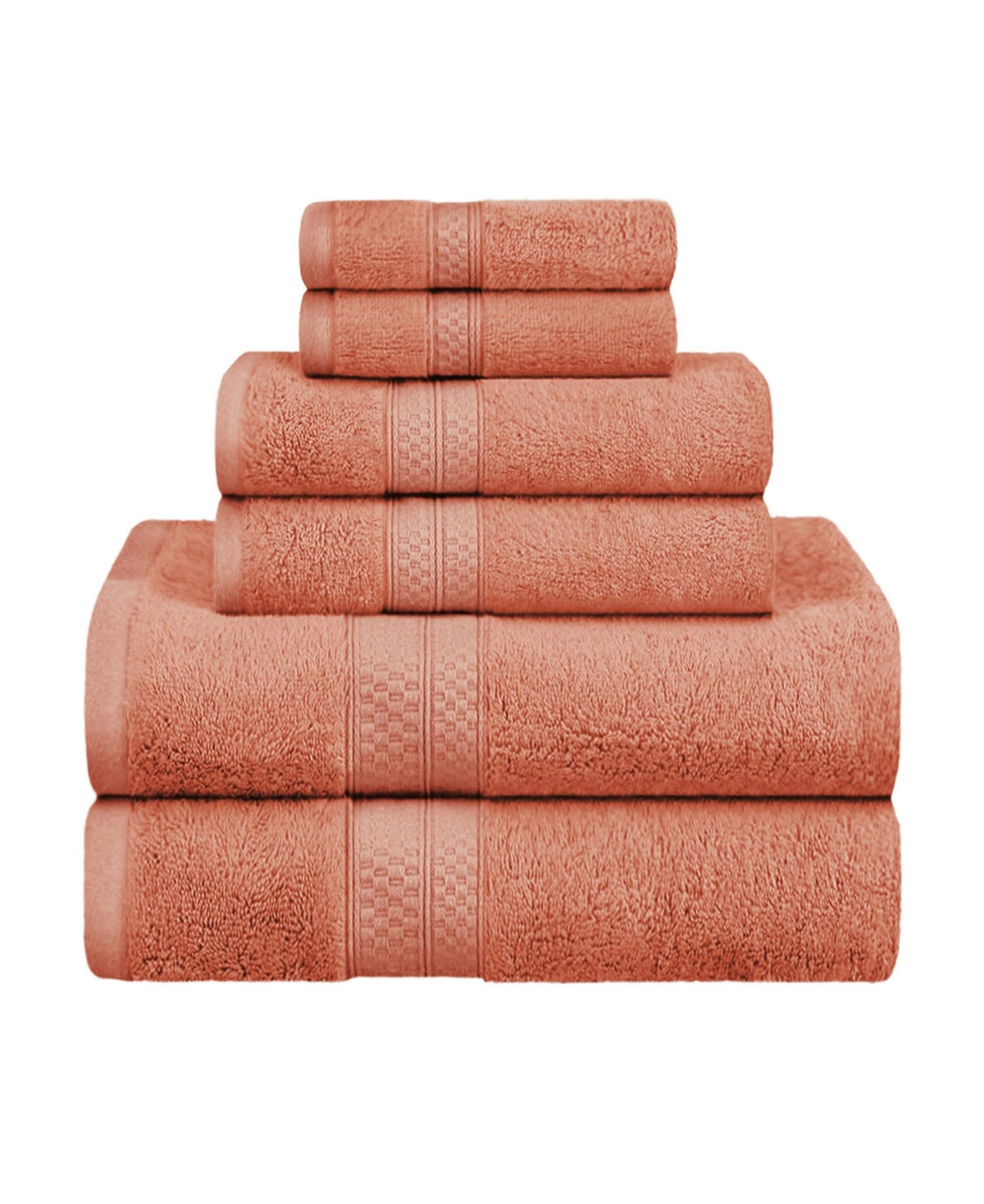 Superior Rayon From Bamboo Blend Ultra Soft Quick Drying Solid 6 Piece Assorted Towel Set Bedding In Salmon