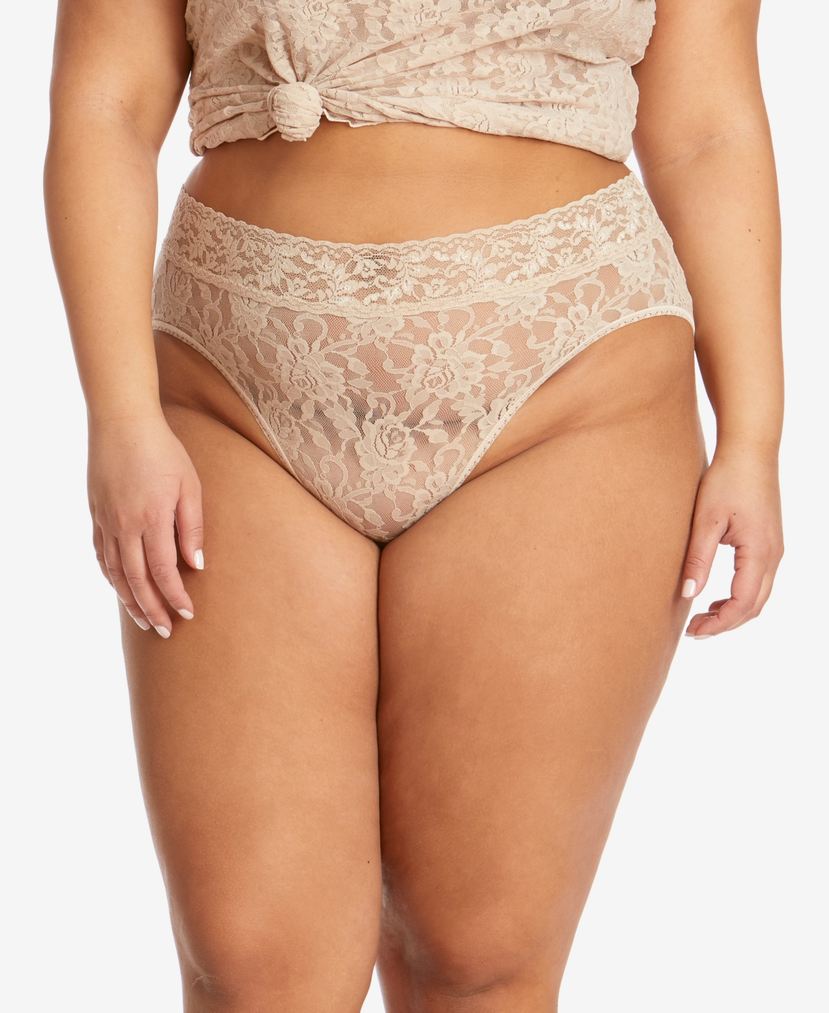 Shop Hanky Panky Women's Plus Size Signature Lace French Brief In Chai