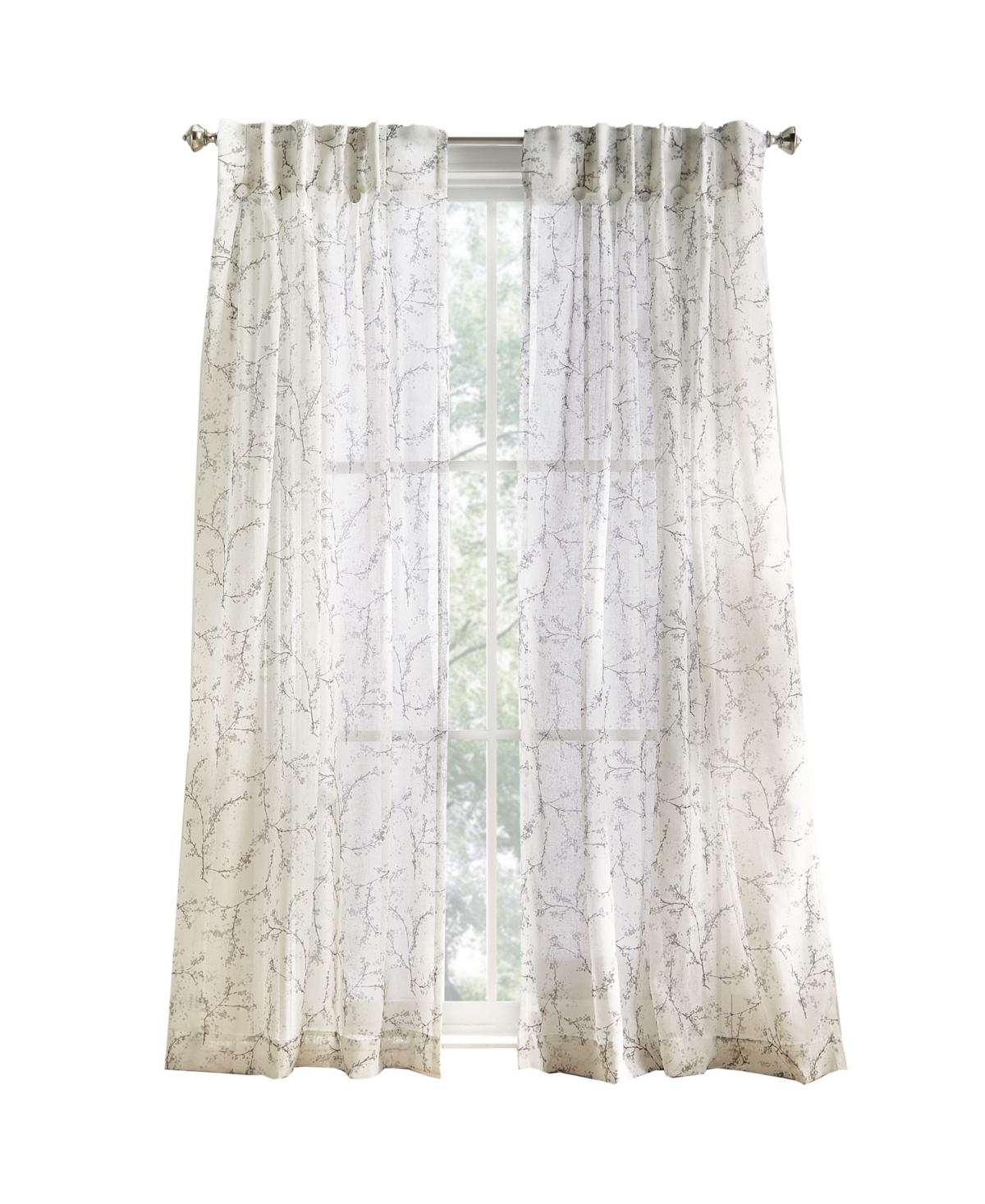 Dkny Promenade Sheer Inverted Pleat With Button 2 Piece Window Panel, 96" X 32" In Pewter