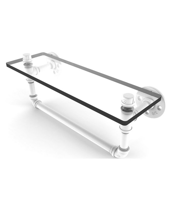 Allied Brass Pipeline Collection 16 Inch Glass Shelf with Towel Bar