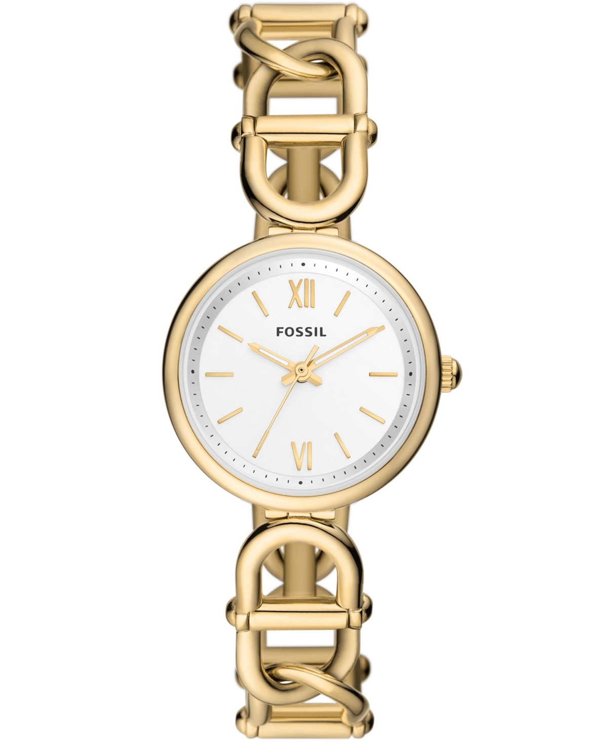 Shop Fossil Women's Carlie Three-hand Gold-tone Stainless Steel Watch, 30mm In Gold Tone