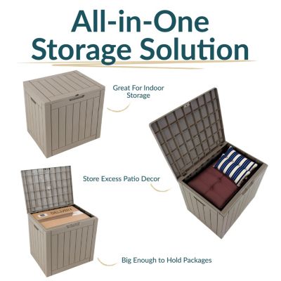 Lockable Outdoor Small Deck Box with Storage and Side Handles - 32-Gal.