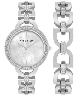 Anne Klein - Women's Crystal Accent Bracelet Watch 31mm Gift Set