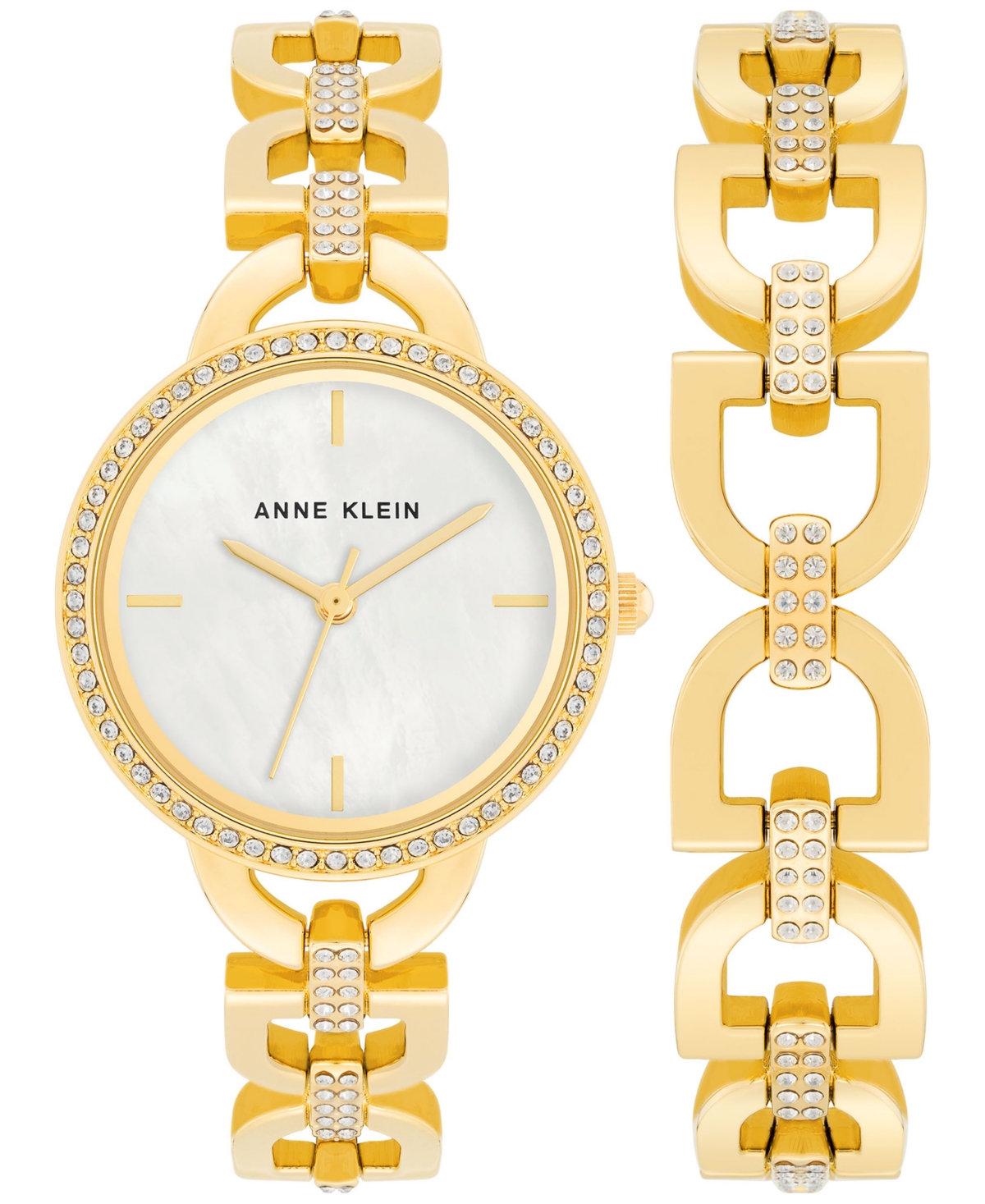 Anne Klein Women's Crystal Accent Bracelet Watch 31mm Gift Set In Gold Tone