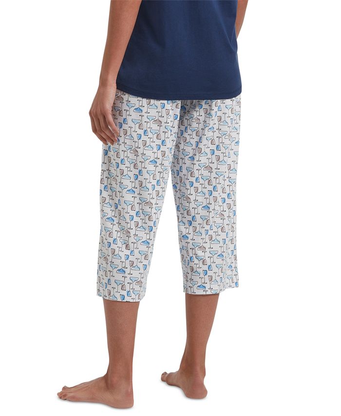 Hue Women's Sleepwell Printed Knit Capri Pajama Pant Made with