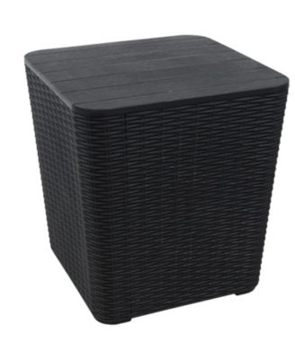 11.5-Gallon Outdoor Deck Box - Weather-Resistant Side Table with Storage for Cushions, Garden Tools, Pool Supplies - Phantom Gray - Faux Rattan