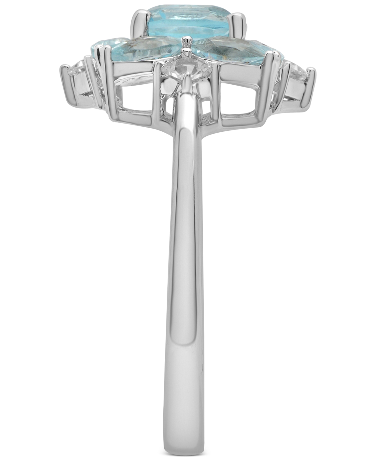 (2-3/4 ct. t.w.) & Lab-grown White Sapphire (1/4 ct. t.w.) Cluster Ring in Sterling Silver - Sky Blue Topaz