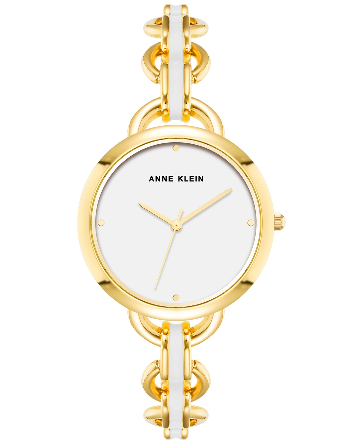 Anne Klein Women's Gold-tone & Enamel Bracelet Watch 36mm In Gold Tone,white