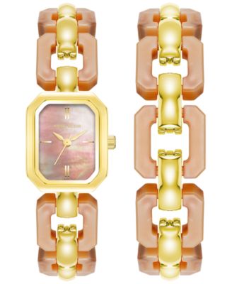 Anne Klein - Women's Open Link Bracelet Watch 22x26mm Gift Set
