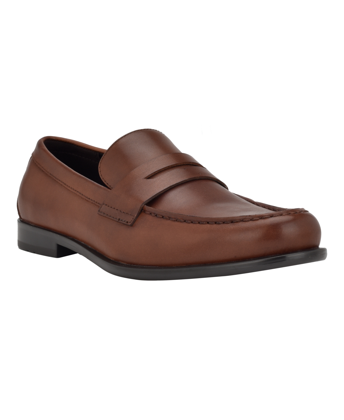 Calvin Klein Men's Jay Pointy Toe Slip-on Dress Loafers In Medium Brown Leather