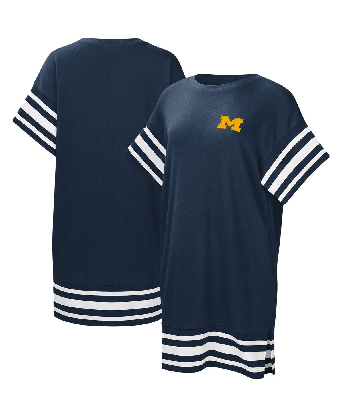 Women's Touch Navy Michigan Wolverines Cascade T-shirt Dress - Navy