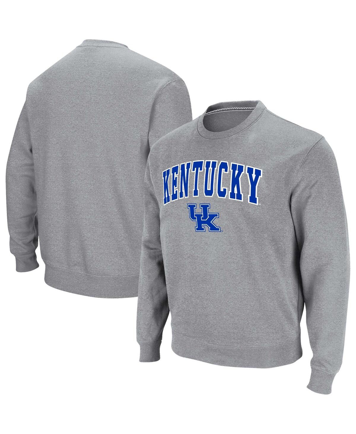Colosseum Men's New Hampshire Wildcats Arch And Logo Pullover Hoodie In Heathered Gray