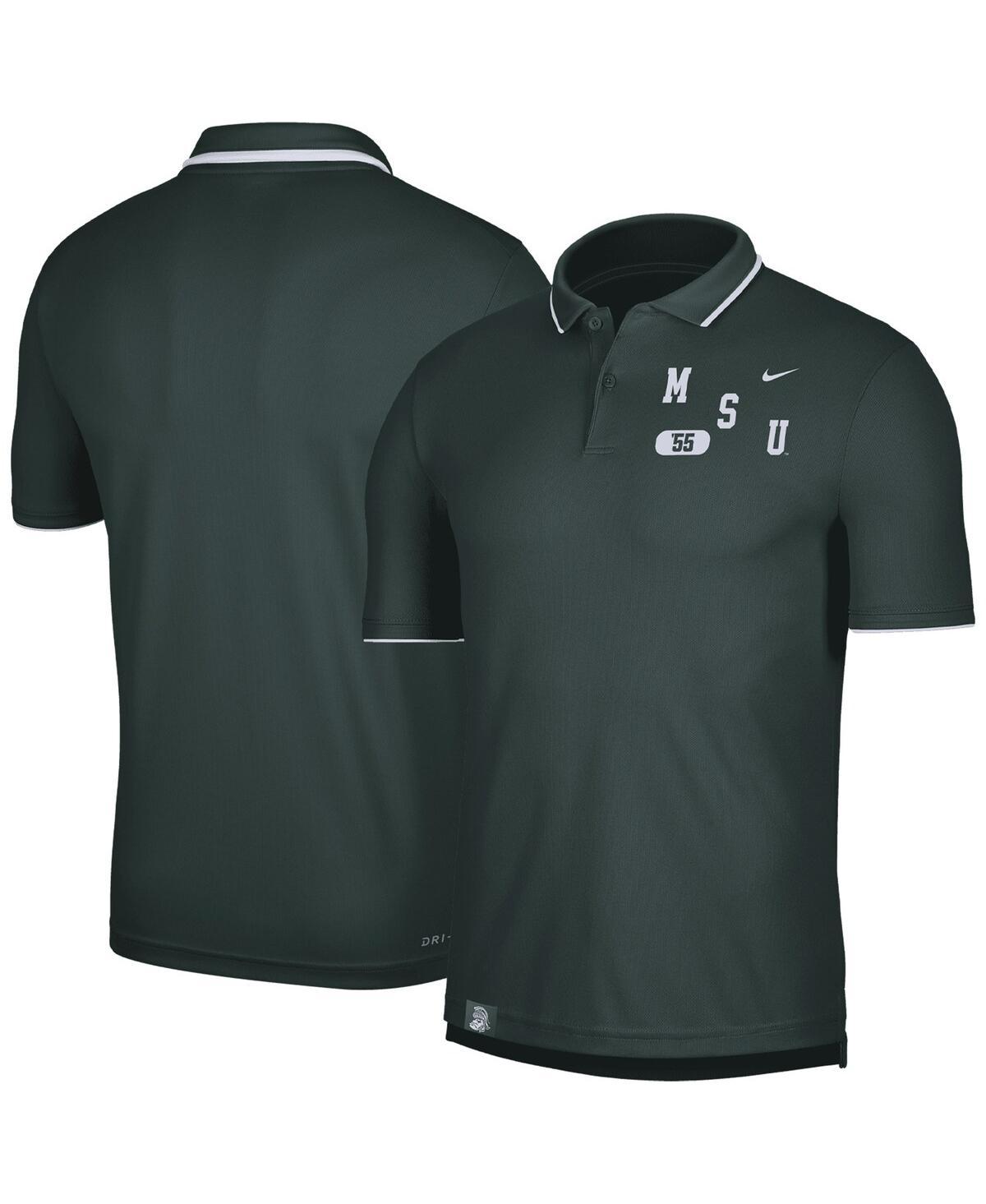 Shop Nike Men's  Green Michigan State Spartans Wordmark Performance Polo Shirt