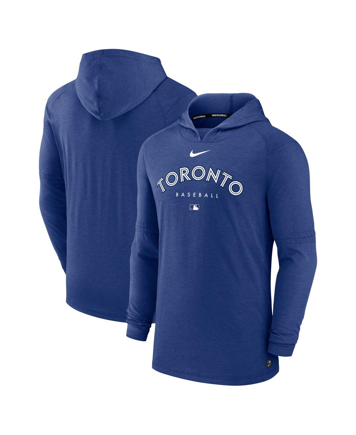 Men's NikeToronto Blue Jays Authentic Collection Early Work Tri-Blend Performance Pullover Hoodie - Heather Royal