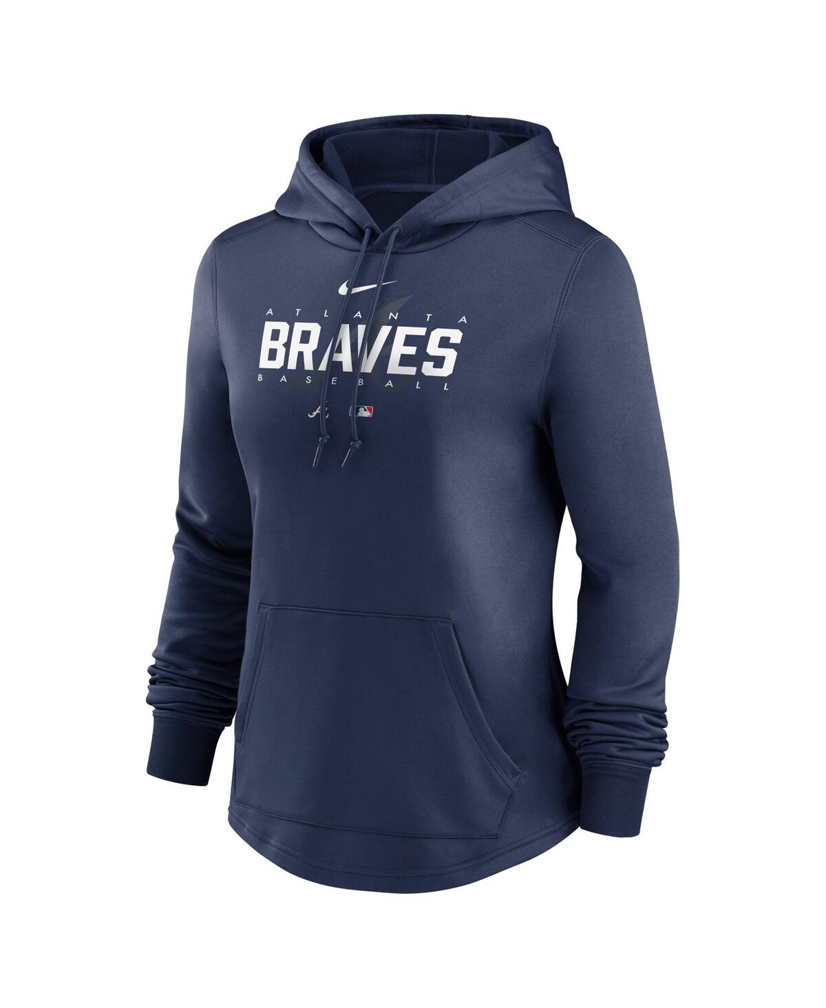 Shop Nike Women's  Navy Atlanta Braves Authentic Collection Pregame Performance Pullover Hoodie
