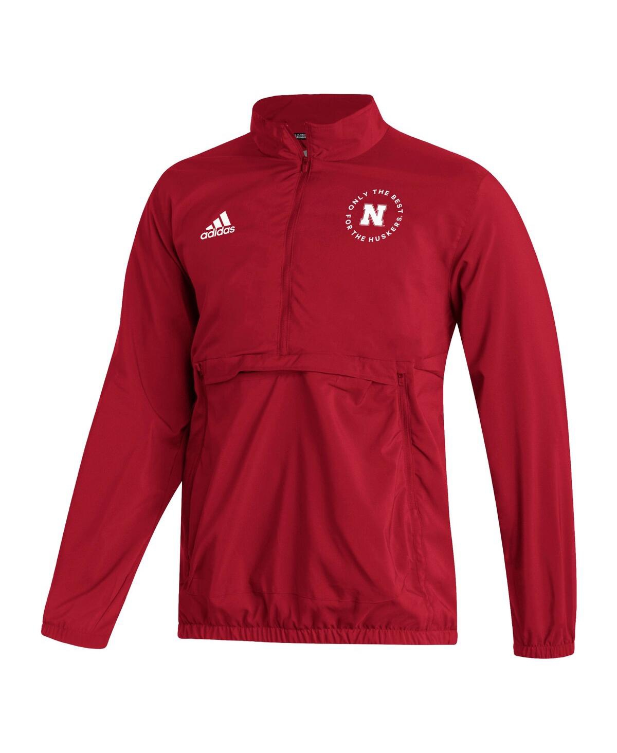 Men's adidasNebraska Huskers Aeroready Half-Zip Jacket - Scarlet