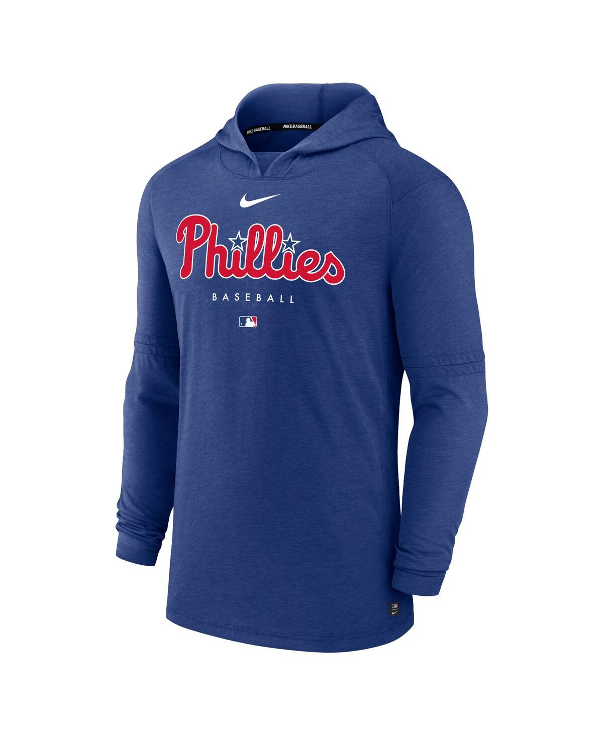 Men's NikePhiladelphia Phillies Authentic Collection Early Work Tri-Blend Performance Pullover Hoodie - Heather Royal
