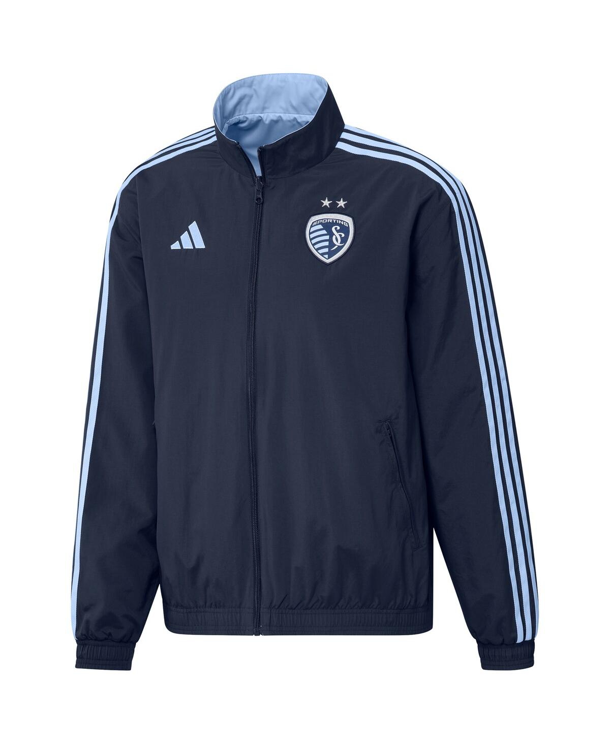 Men's adidas Light Blue Sporting Kansas City 2023 On-Field Anthem Full-Zip Reversible Team Jacket - Light Blue