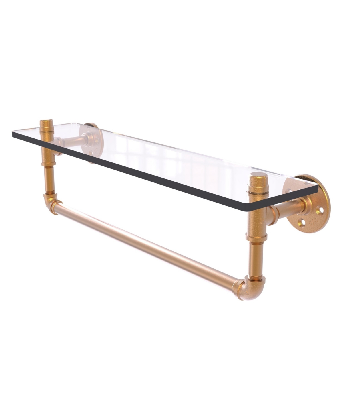 Allied Brass Pipeline Collection 22 Inch Glass Shelf With Towel Bar In Brushed Bronze