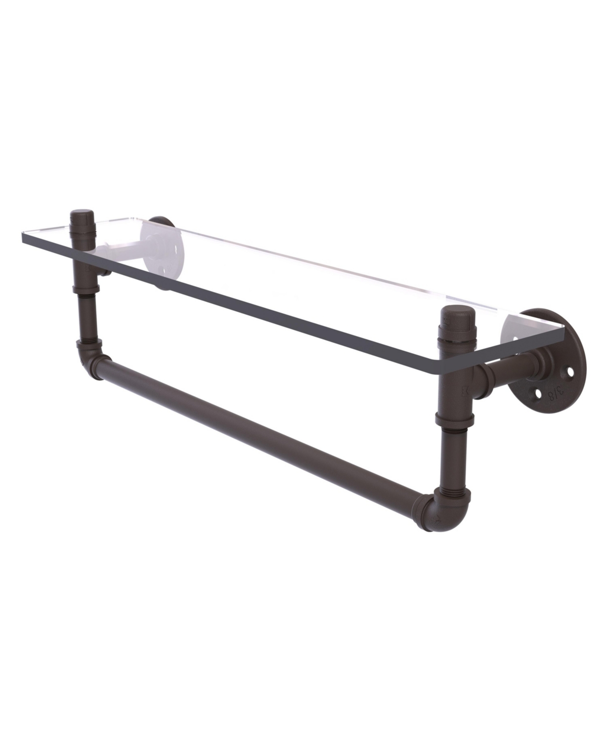 Allied Brass Pipeline Collection 22 Inch Glass Shelf With Towel Bar In Oil Rubbed Bronze