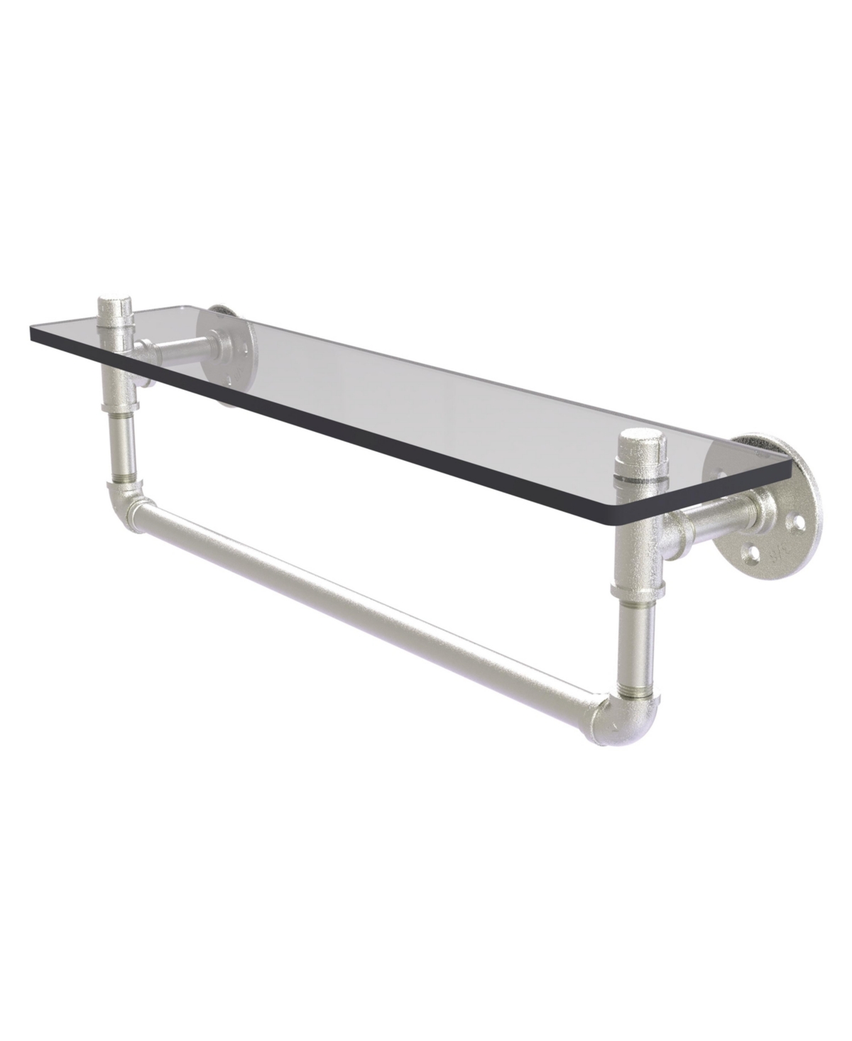 Allied Brass Pipeline Collection 22 Inch Glass Shelf With Towel Bar In Satin Nickel