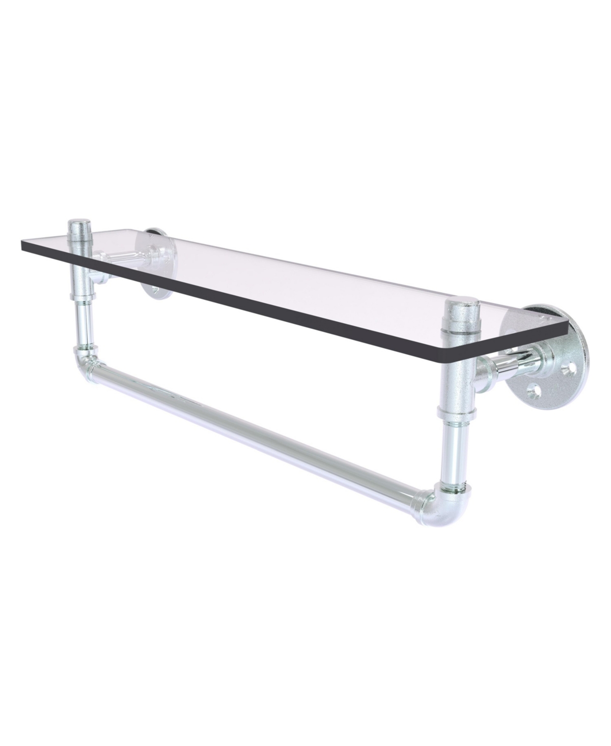 Allied Brass Pipeline Collection 22 Inch Glass Shelf With Towel Bar In Polished Chrome