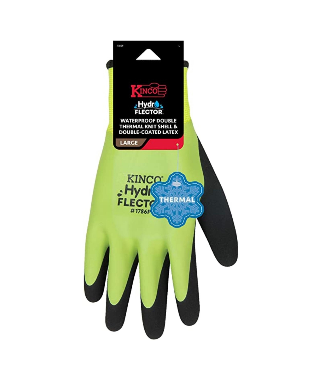 Kinco Hydroflector Waterproof Double Thermal Shell and Coated Latex Gloves- Lrg - Green