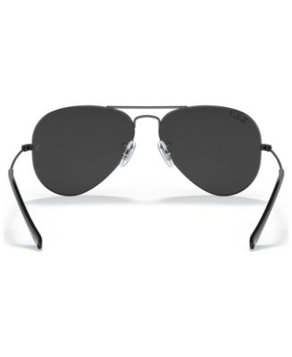 Unisex Aviator Total Black Polarized Sunglasses, RB3025