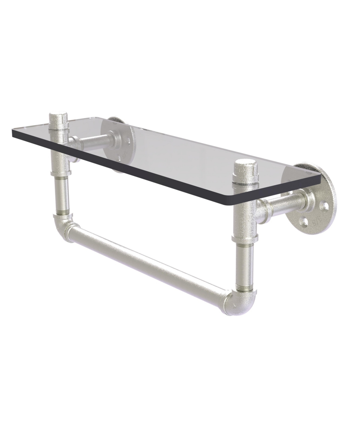 Allied Brass Pipeline Collection 16 Inch Glass Shelf With Towel Bar In Black