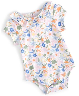 First Impressions - Baby Girls Floral-Print Ruffled Bodysuit,