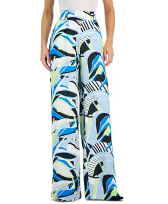 HUGO - Women's Geometric-Print Wide-Leg Pants