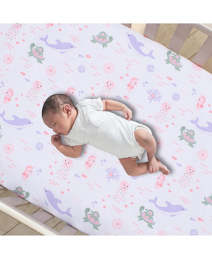 Lambs & Ivy Sea Dreams Soft White 100 Cotton Nautical Ocean Fitted