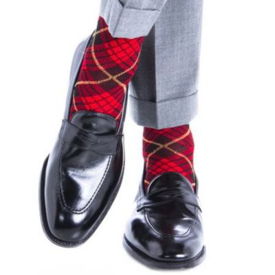 Men's Finn Tartan Plaid Over The Calf Mercerized Cotton Socks