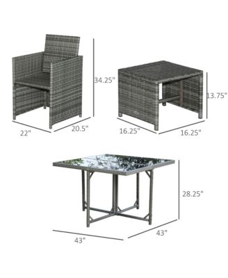 9pc Outdoor Wicker Dining Furniture Set, Table, 4 Seats, Mixed