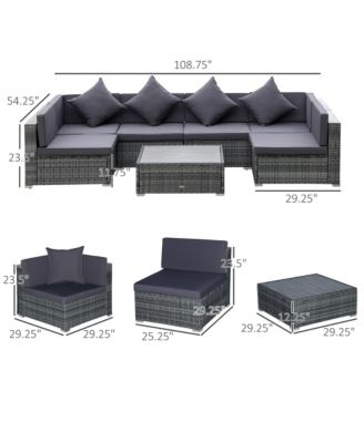 7-Piece PE Rat Sectional Sofa Set with Table,