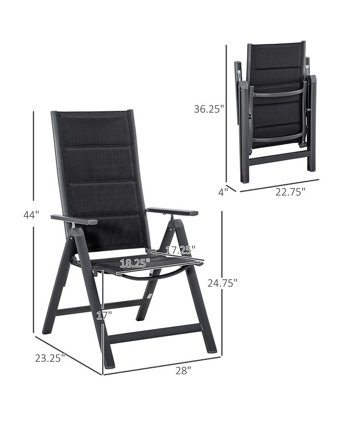 Outsunny 2 Piece Outdoor Patio Folding Chair Set, Portable Reclining