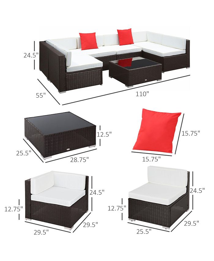 Outsunny 7Piece Patio Furniture Sets Outdoor Wicker Conversation Sets
