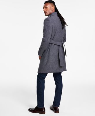 Коллекция Tayion Мужские пальто из полушерстяной ткани в клетку классического покроя с поясом на талии от Tayion Collection 99290₽