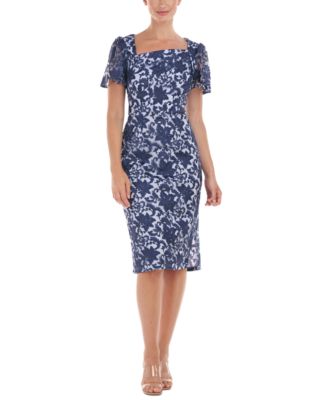 JS Collections - Women's Embroidered Cocktail Sheath Dress
