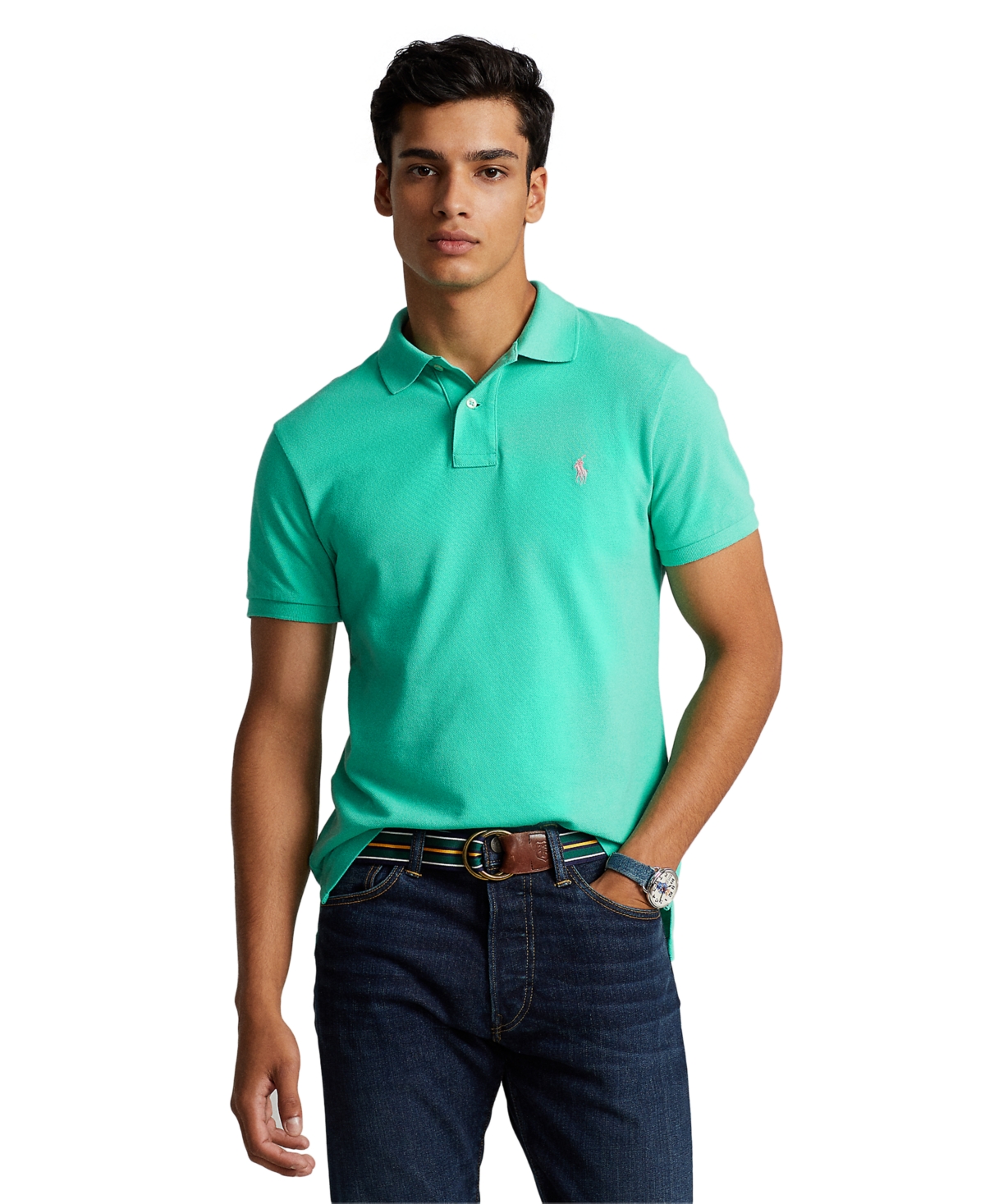 Polo Ralph Lauren Men's Classic-fit Mesh Polo In Sunset Green