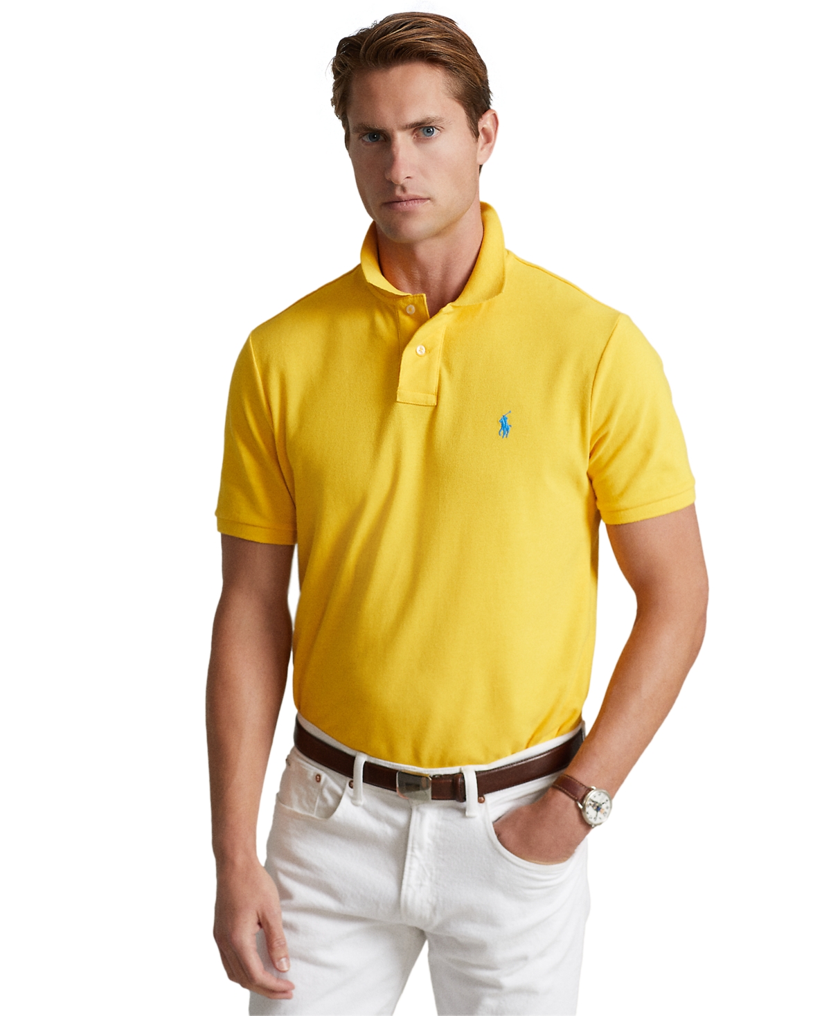 Polo Ralph Lauren Men's Classic-fit Mesh Polo In Yellow Fin