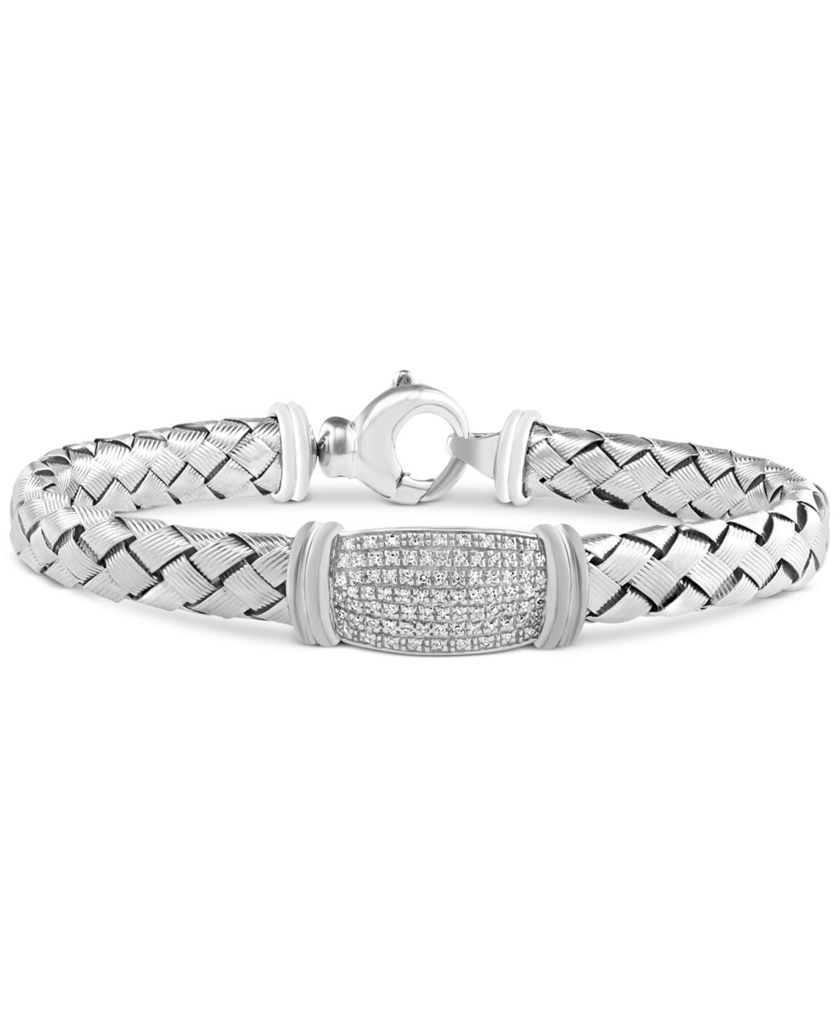 Effy Collection Effy Diamond Pave Woven Link Bracelet (1/4 Ct. T.w.) In Sterling Silver