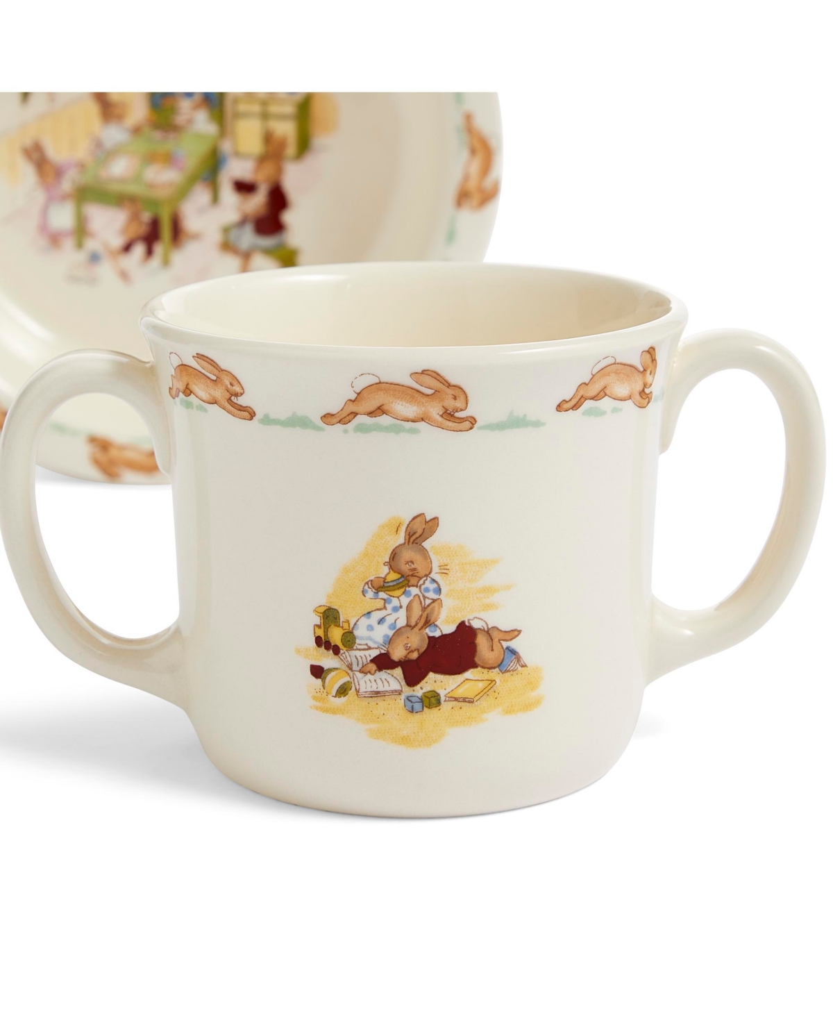 Royal Doulton Bunnykins Baby Bowl & 2 Handle Mug 2 Piece Set In Multi