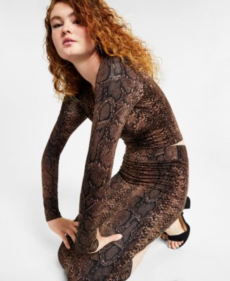 Petite Snake-Print Jersey Pull-On Midi Skirt, Created for Macy's